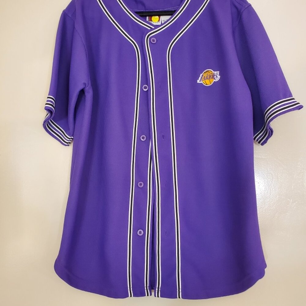 SHIRT, by KNIGHTS ATHLETICS " Los Angeles Lakers " Dk. Purple w/White Stripes